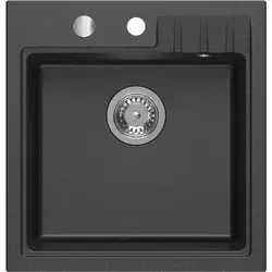 Küchenspüle aus Granit, 1 Becken, 50x52 cm, Schwarz