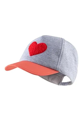 Sterntaler Basecap Herz - Mädchen Schirmmütze mit Applikation Herz - Sommer Baseball Cap elastisch mit Gummizug - Sportive Baby und Kinder Schirmkappe, Silber Melange, Größe 51