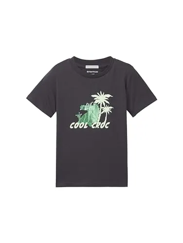 TOM TAILOR Jungen Kinder T-Shirt mit Wackelbild-Print , coal grey, 92/98