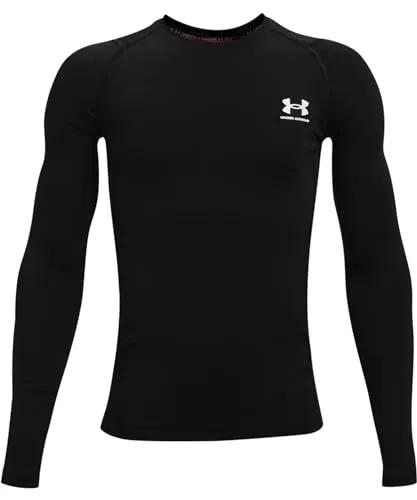 Under Armour HeatGear Langarmshirt für Kids - Bequemes Kinder-Funktionsshirt aus 90% Polyester, ideal für Fußball und sportliche Aktivitäten, Größe YXS 115-125, Farbe schwarz.