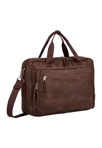 camel active Traces Aktentasche aus Leder mit Laptopfach 39 cm - Braun - Elegante Aktentasche aus hochwertigem Leder mit praktischem Laptopfach. Ideal für Beruf und Freizeit, bietet sie ausreichend Platz und Stil für jeden Anlass.