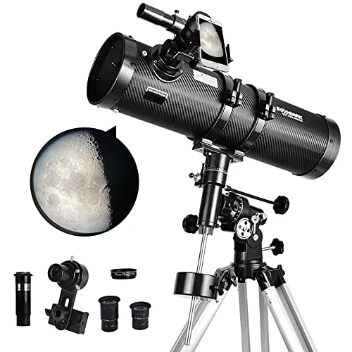 Teleskop 130EQ Newton-Reflektor teleskope für Erwachsene, professionelle Teleskope für Erwachsene Astronomie, kommt mit 1,5X Barlow-Linse Smartphone-Adapter & 13% T Mondfilter