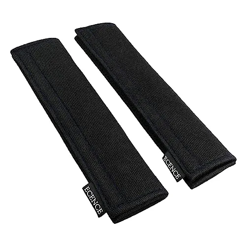 ECENCE 2 Stück Gurtpolster Auto Kinder & Erwachsene, Gurtschutz Sicherheitsgurt Polster, Schulterpolster, Gurtschoner für Anschnallgurte + Reisetaschen Schwarz mit Blauer Naht