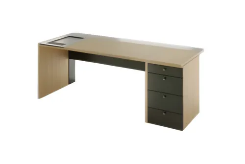 Designer Schreibtisch Schwarzbraun – Moderner Holzschreibtisch für Ihr Büro - Eleganter Bürotisch in Schwarzbraun, 4 Schubladen, 160 x 90 x 74 cm. Ideal für stilvolles Arbeiten. Einfache Wartung und 2 Jahre Herstellergarantie.