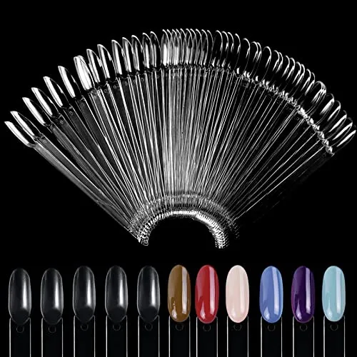 Stück Nagel Sticks, Transparent Nail Art Tip Ring Stick, Color Display Nail Display Nagelkunst Praxis Nagel Präsentation für Display und Praxis DIY Nail Art, Oval 100