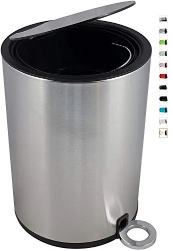 Kosmetikeimer - Poppis Mülleimer 3l und 12l mit Softclose-System - Badeimer mit Absenkautomatik (Chrom 3 Liter)