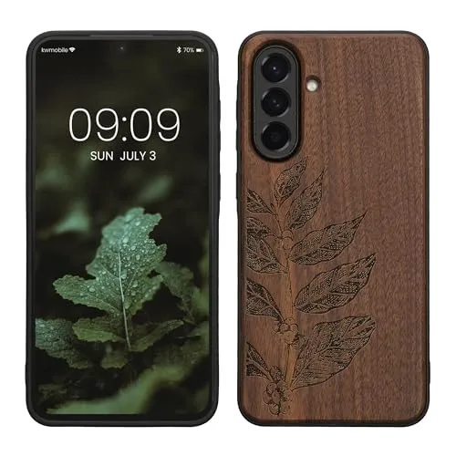 kwmobile Handyhülle für Samsung Galaxy A56 5G Hülle Holz - Case mit TPU Bumper - Stoßfestes Hardcase - Schutzhülle Cover in Dunkelbraun