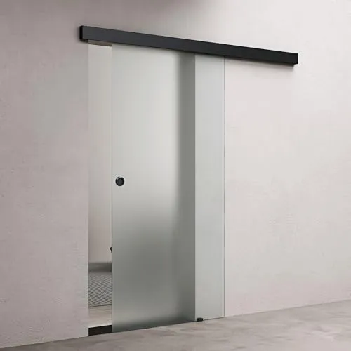 doporro Glasschiebetür Komplettset Softclose 90 x 215 cm in schwarz von doporro