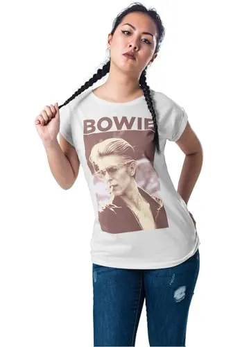 Mister Tee Damen Ladies David Bowie Tee White, 5XL