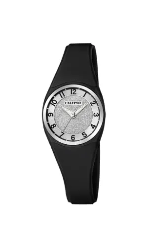 CALYPSO WATCHES Mod. K5752/6 - Schwarz/Silber - Damenuhr mit leuchtenden Zeigern, wasserdicht bis 10 ATM. Das elegante Kunststoffgehäuse und Armband bieten hohen Tragekomfort und Stil.