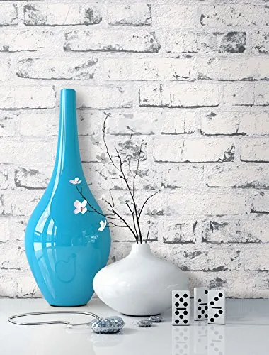 Newroom Vliestapete Steinoptik Weiß - Tapete für Wohnzimmer mit realistischer Steinoptik, ideal für stilvolles Wohnen. Wasser- und dampfbeständig, einfach zu verarbeiten und restlos trocken abziehbar.