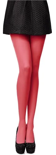 Antie Damen Mikrofaser Strumpfhose bunt blickdicht AN-122 60 DEN (Korallenrot, M (36-40))