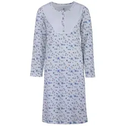 zeitlos Nachthemd Nachthemd Langarm - Blüten Zweige Spitze blau L