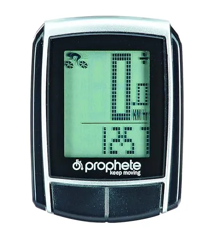 Prophete Fahrradcomputer, 15 Funktionen, inklusive Befestigungsmaterial, Fahrraddisplay mit Speicherfunktion, Farbe schwarz