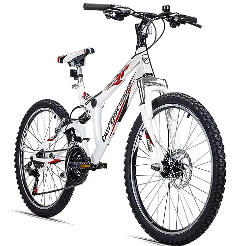 Bergsteiger Mountainbike Montreal 24 Zoll - Kinderfahrrad für Abenteuer - Full Suspension Kinderfahrrad mit 18 Gängen und robustem Design. Ideal für Jungen und Mädchen von 6-13 Jahren, perfekt für aufregende Mountainbike-Touren.