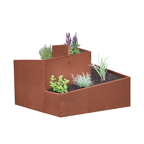 prima terra Kräuterschnecke Kräuterspirale 78x78cm Höhe 60cm eckig Edelrost