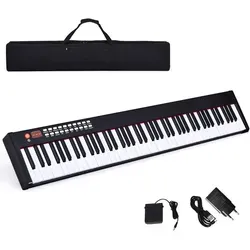 COSTWAY Digitales Piano Keyboard, elektronisches Klavier Keyboard mit Tragetasche, Musikgeschenke für Kinder und Anfänger Bluetooth / 128 Rhythme...