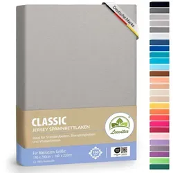leevitex® Spannbettlaken Spannbettlaken, Mako-Jersey, Gummizug: rundum, (1 Stück), OEKO-TEX® STANDARD 100 zertifiziert grau|silberfarben 140-160 cm x 200-220 cm