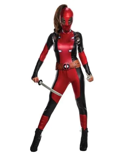 Deadpool Girl Deadpool Superhelden Damenkostüm Rubie's, Gr. 10-14 (L) - Offizielles Deadpool-Kostüm für Damen von Rubie's, perfekt für Karneval oder Mottopartys. Der stylische Catsuit und die Maske sorgen für einen authentischen Auftritt!