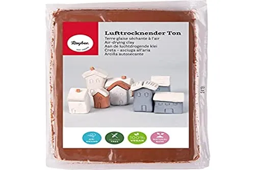 Rayher Lufttrocknender Ton, dunkelbraun, 1 kg, Modelliermasse, lufthärtend, weich, geschmeidig, ohne brennen, 3450105, 1000 g
