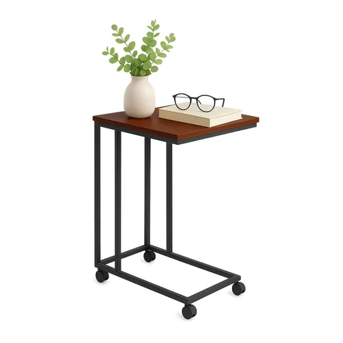 Beistelltisch Sofatisch Couchtisch Ablagetisch Anstelltisch mit Rollen C-Form