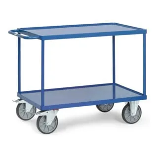Fetra Tischwagen 2401W - Robuster Metallwagen mit 600kg Tragkraft - Tischwagen aus Metall mit 2 öl-dichten Etagen, ideal für Schwerlasttransporte. Hohe Tragkraft von 600 kg und praktische TPE-Rollen für einfache Manövrierbarkeit.