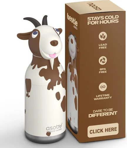 asobu Bestie Isolierte Edelstahl-Trinkflasche ZIEGE - Thermosflasche - Hochwertige Thermosflasche aus Edelstahl mit 460 ml Volumen, ideal für unterwegs. Hält Getränke lange kühl oder warm und überzeugt durch ihr einzigartiges Design.