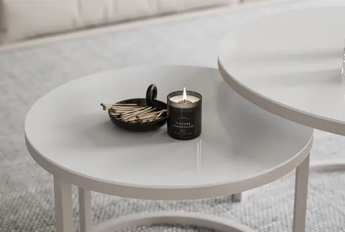 Lookway Couchtisch CIRI 2in1 GLASS KASCHMIR (2er-Set) in weiß von Lookway