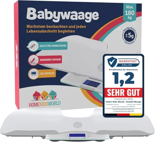 Home Kids World Kombi-Waage Für Babys und Erwachsene: Präzise Waage Für Babys Und Erwachsene, Personenwaage Digital Mit 50g Genauigkeit von 0-180 Kg -, Körperwaage Ideal Für Neugeborene als Babywaage