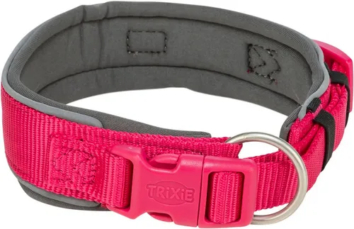 TRIXIE Hunde-Halsband Premium Halsband, extra breit - fuchsia/grafit - 27–35 cm/25 mm, Gurtband