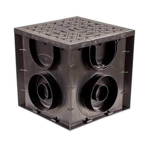 ScarMaxx - Hofablauf 250x250 mm - Bodenablauf mit Schmutzfangeimer, mit Anschluss für KG Rohr verschiedener Größe - Bodenablauf aus Kunststoff - Plastik Gitter