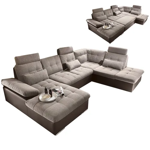 Wohnlandschaft in Dark Chocolate mit Liegefunktion von Roller