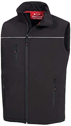 Nitras Herren Motion Tex Light Softshellweste Apache, Schwarz, L - Herren-Weste aus leichtem Softshell-Material, wind- und wasserabweisend, ideal für aktive Freizeit und Beruf.