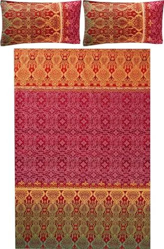 REDBEST Bettwäsche Renforcé rot Größe 1x 200x200 cm + 2X 40x80 cm