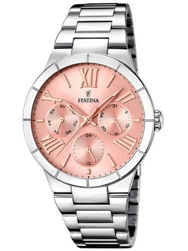 Festina Damen Analog Quarz Uhr F16716/3 - Armbanduhren für Damen mit Edelstahl-Armband, Multifunktionsuhr mit Tages- und Datumsanzeige, bis 5 ATM wasserdicht für optimalen Tragekomfort.