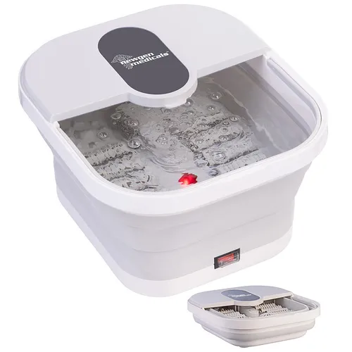 newgen medicals Fußbad: Faltbares Fußsprudelbad mit Heizfunktion & Massagerollen (Fusssprudelbad mit Massage, Fußpflege, Hornhautentferner)
