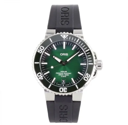 Oris Herren Uhr Aquis Date 43,5 mm - Mechanisch und Elegant - Luxuriöse Armbanduhr mit mechanischem Uhrwerk und 300 m Wasserdichtigkeit. Die dunkle Keramiklünette und das grüne Zifferblatt verleihen ihr einen modernen Look. Perfekt für stilbewusste Herren.