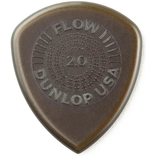 JIM DUNLOP Plektrum Flow Standard Grip 2,00mm - 6 Stück, hochstrapazierfähiges Ultex-Material für satte, kraftvolle Obertöne