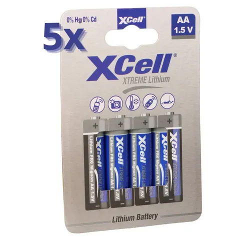 XCell 20x XTREME Lithium Batterie AA Mignon FR6 L91 - Hochleistungs-Batterien im 4er Blister, extrem langlebig und lagerfähig bis zu 10 Jahre. Ideal für Rauchmelder, Messgeräte und mehr. Leichter als Alkaline-Batterien!