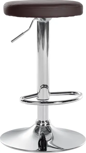 CLP Barhocker Ponte Kunstleder - Höhenverstellbar, Braun mit Chromgestell - Barhocker aus Kunstleder, höhenverstellbar von 60 bis 81 cm für optimalen Sitzkomfort. Ideal für moderne Einrichtungen, mit pflegeleichtem Bezug und 360° Drehfunktion.