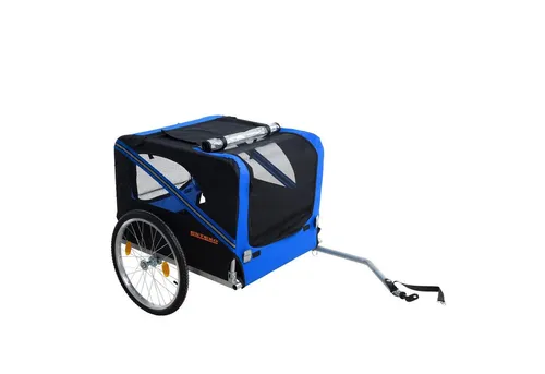 ESTEXO Fahrradanhänger für Haustiere - Hunde und Katzen (Blau) - Fahrradanhänger für Hunde und Katzen, faltbar mit universeller Fahrradkupplung. Ideal für sichere Transporte dank Wind- und Regenschutz sowie Reflektoren.