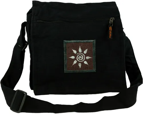Bestickte Schultertasche, Hippie Tasche, Goa Tasche in schwarz von Guru-Shop