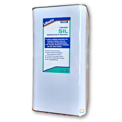 LITHOFIN SIL Siloxan Imprägnierung 10Ltr - Flüssigreiniger für Steinoberflächen, bietet langanhaltenden Schutz vor Wasser und Schmutz, ideal für Terrassen und Fassaden.