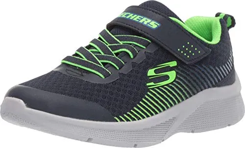 Skechers Jungen Microspec Gorza Sportschuhe, Navy Textile Lime Blue Trim, 32 EU