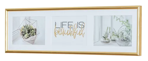 Levandeo® Bilderrahmen Collage, Galerierahmen 3 Fotos 13x18 Passepartout Gold Bilderrahmen Fotorahmen