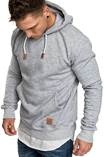 REPUBLIX Herren Basic Kapuzenpullover Sweatjacke Pullover Hoodie Sweatshirt R-0054 Hellgrau S