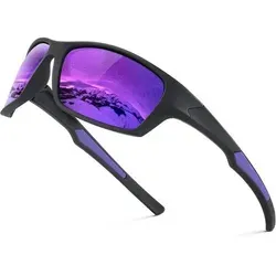 Sportbrille Herren Damen UV400 Polarisierte Schwarz Rahmen-Lila