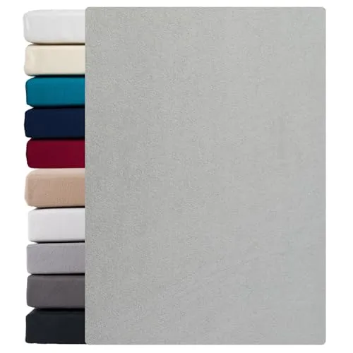 Frottee Spannbettlaken Silber 90x200-100x200 cm - Winter Bettlaken aus extra dickem Frottee (160g/m²) für behaglichen Schlafkomfort, OEKO-TEX zertifiziert und hautsympathisch – ideal für kalte Nächte!
