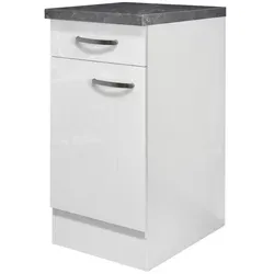 FlexWell Küchenunterschrank, Weiß, Weiß Hochglanz, Metall, 1 Fächer, 1 Schublade(n) Schubladen, einzeln stellbar, 40x86x60 cm, Made in Germany, individuell planbar, Küchen, Küchenmöbel, Küchenschränke, Küchenunterschränke