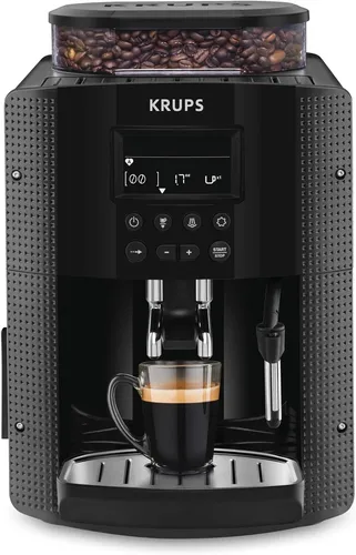 Krups Essential Coffee Machine YY8135FD - Kaffeevollautomat mit integriertem Mahlwerk für perfekten Espresso und Cappuccino, einfache Bedienung über LCD-Display und automatische Reinigung für höchsten Komfort.